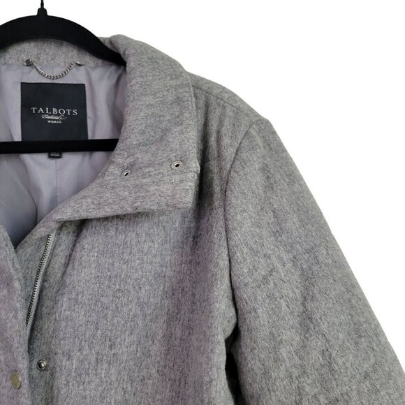 Talbots Women's 80% Wool Light Grey Cinch Waist Lined Coat/Jacket Size 1X - Picture 3 of 14